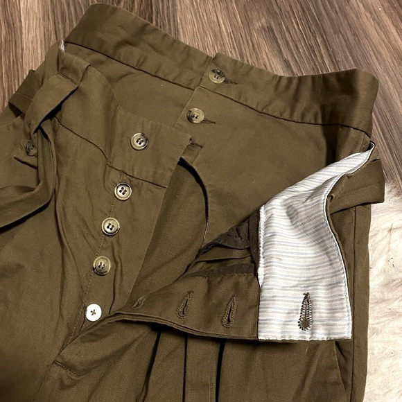 See by Chloe Ultra High Rise Khaki Straight Leg Pant With Two Button Rows Cotton - Picture 8 of 14